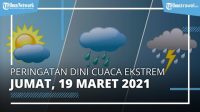 Peringatan Dini Cuaca Ekstrem, Jumat, 19 Maret 2021, BMKG : 22 Wilayah Ini Berpotensi Hujan Lebat