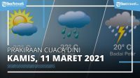 Info Cuaca Dini Kamis, 11 Maret 2021, BMKG : 18 Wilayah Ini Diguyur Hujan Lebat dan Angin Kencang