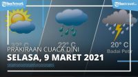 Info cuaca Dini Besok Selasa, 9 Maret 2021, BMKG : Waspada : 21 Wilayah Ini Berpotensi Hujan Lebat