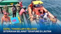 Kapal Tenggelam 5 Nelayan Ditemukan Selamat Terapung Di Lautan