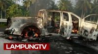 Mobil Ranger Terbakar di Jalan Tol Lampung Selatan