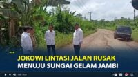 Jokowi Lintasi Jalan Rusak Menuju Sungai Gelam Jambi, Mobil Melambat