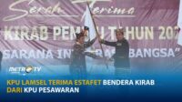 KPU Lamsel Terima Estafet Bendera Kirab Dari KPU Pesawaran